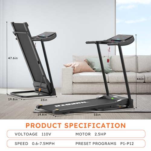 Folding Electric Treadmill with Incline and LED Display R107