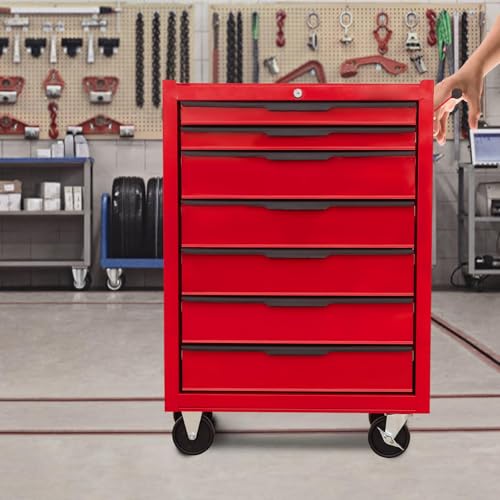 6-Drawer Rolling Metal Tool Chest with Wheels and Keyed Locking S6392