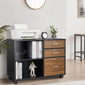 Black & White 3 Drawer Wood File Cabinet with Lock C16544