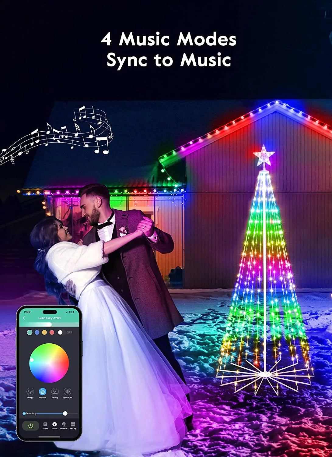 6ft 265 LED Smart Christmas Cone Tree Light X222143