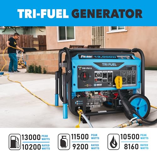 13,000-Watt Tri Fuel Portable Generator with Remote Start L884482