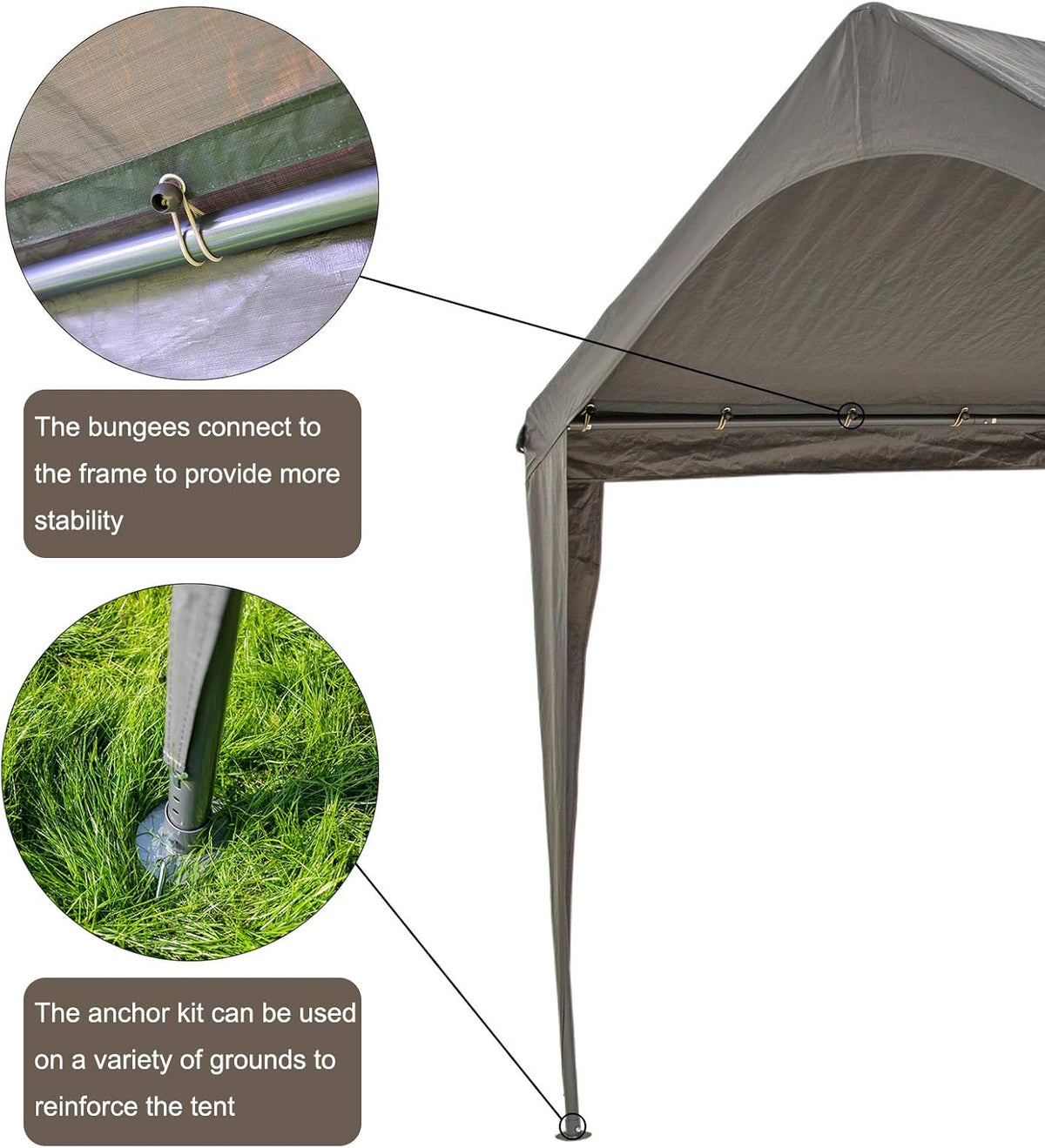 10x20 Ft Heavy Duty Portable Carport Canopy with 6 Legs R1527