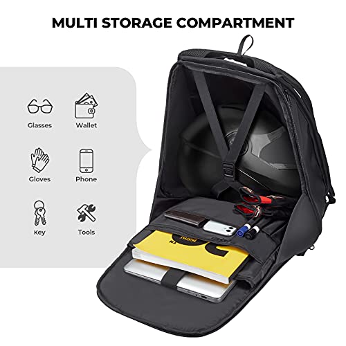 Motorcycle Backpack Hardshell Helmet Backpack Expandable Large Capacity Riding Bag Water Resistant Lightweight B424