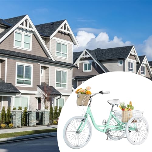 7 Speed 20/24/26 inch Three-Wheeled Bicycle with Basket Q82190