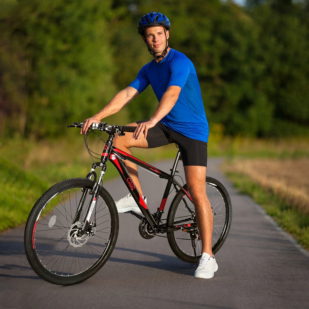 21 Speed 26" Wheel Steel Frame Mountain Bike, Black/Red D752448