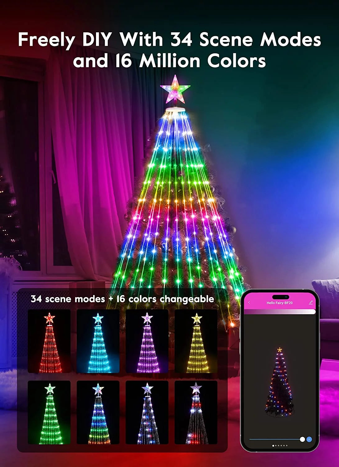 6ft 265 LED Smart Christmas Cone Tree Light X222143