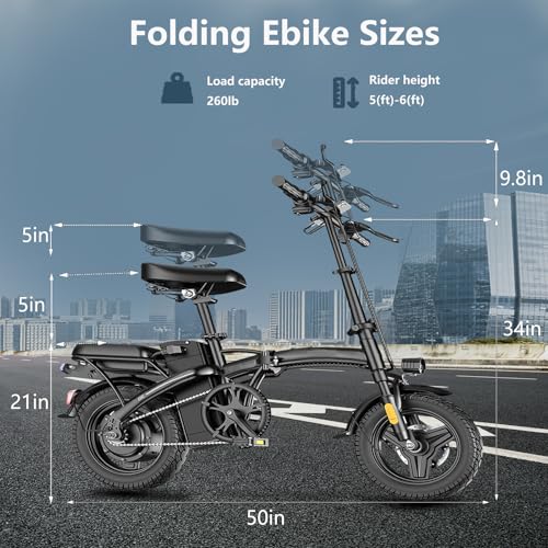 14" Mini Folding Electric Bike with 48V12AH Removable Battery M298