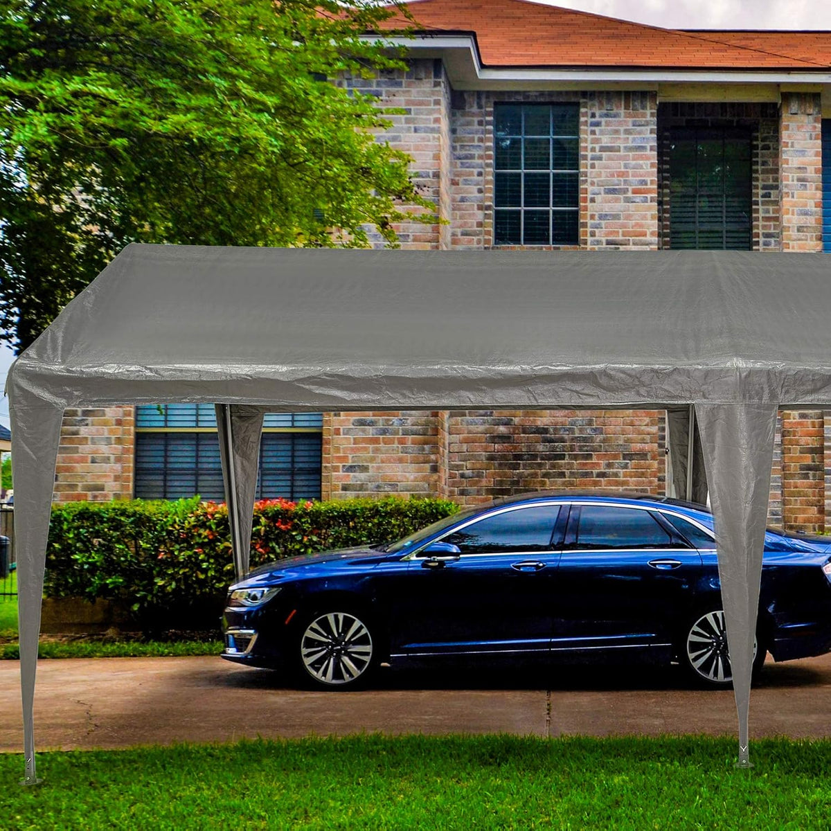 10x20 Ft Heavy Duty Portable Carport Canopy with 6 Legs R1527