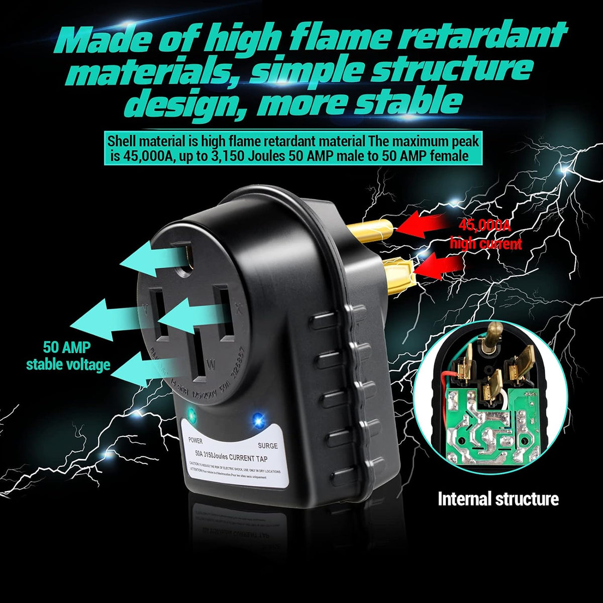 50 Amp RV Surge Protector with LED Indicator Light J833435