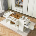 White Glass Top 6 Drawer Wooden Closet Storage Cabinet T10783
