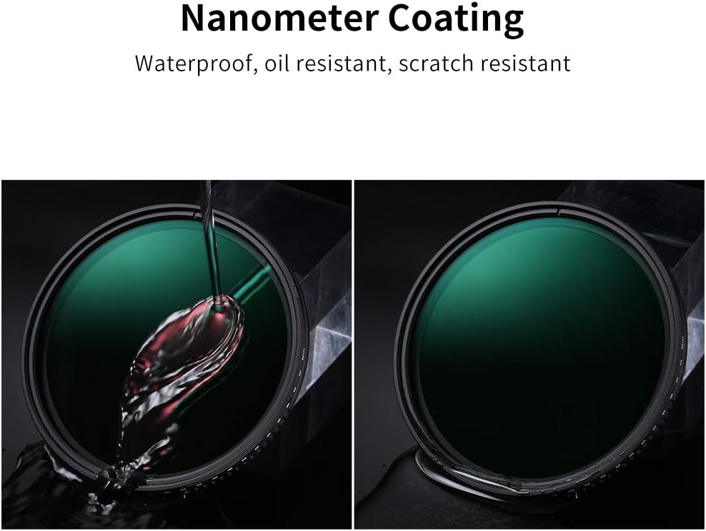 77mm Variable Neutral Density Filter ND8-ND2000 Adjustable ND Filter with Multi-Layer Coatings F71863