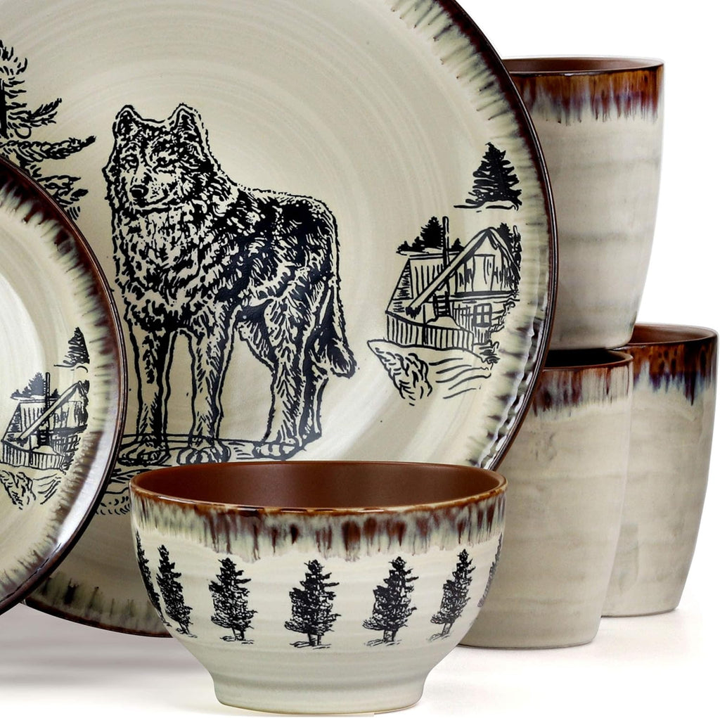 16 Piece Stoneware Dinnerware Dish Set T57981