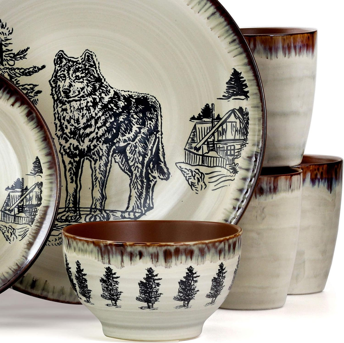 16 Piece Stoneware Dinnerware Dish Set T57981