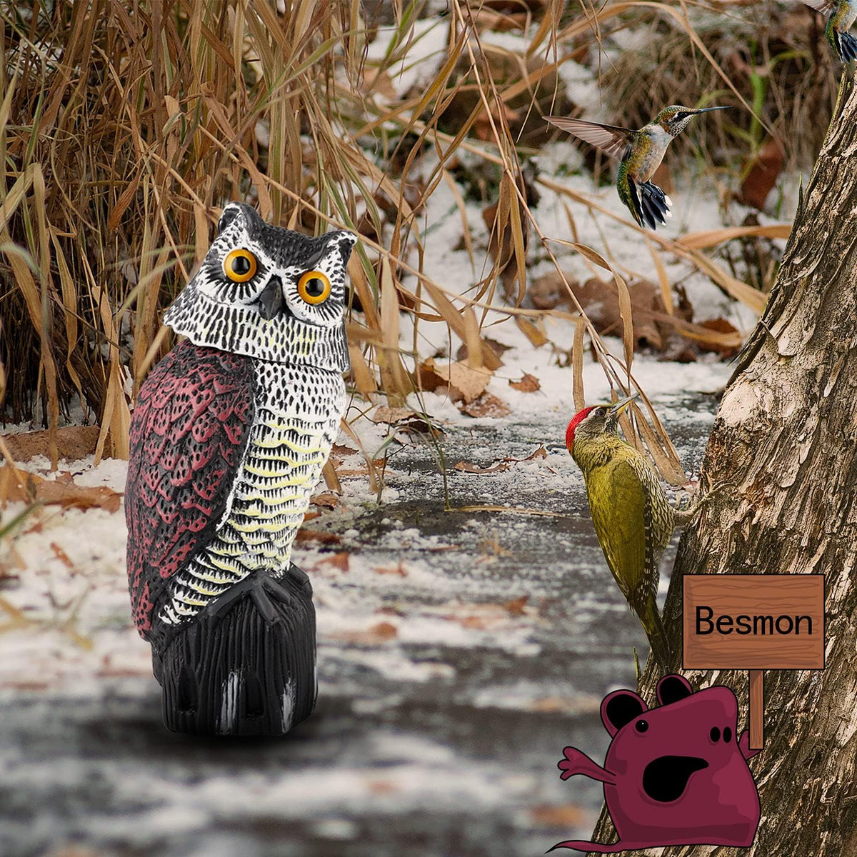 Plastic Owl Decoy with Rotating Head H51291