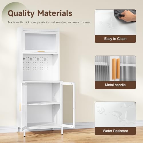 White 72.6" Tall Kitchen Pantry Cabinet with Storage L8936