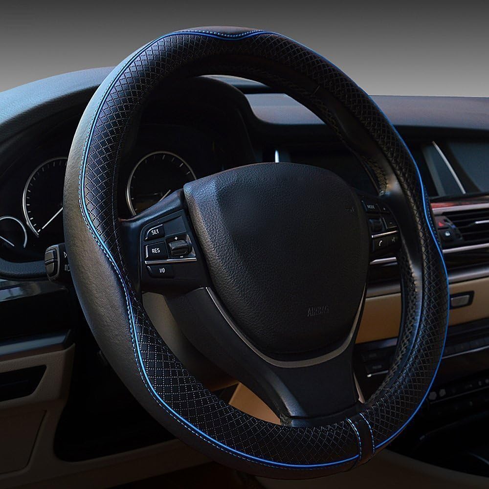 Black Anti-Slip Breathable Steering Wheel Cover K4615