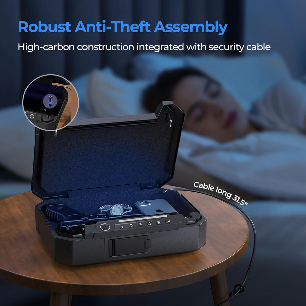 Biometric Fingerprint Gun Safe with USB-C Charging and Interior Light E962