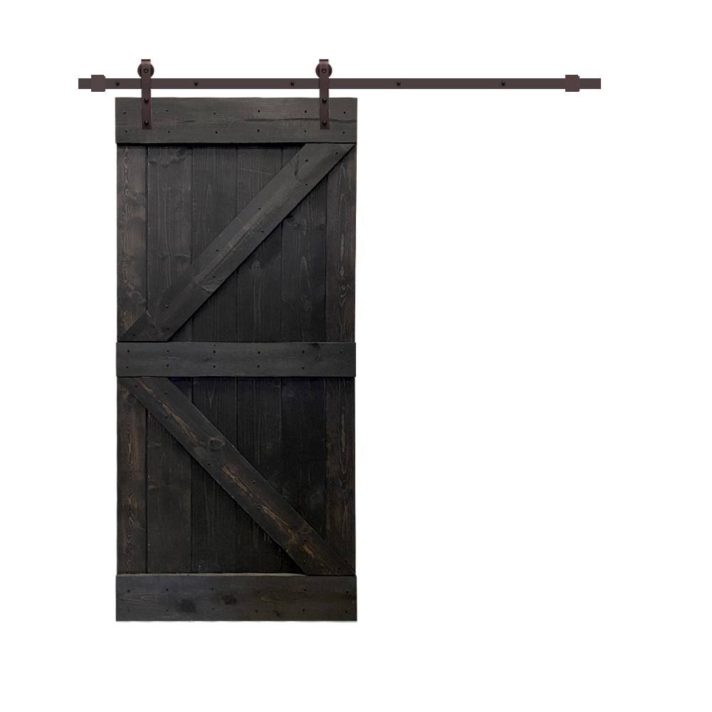 Stained Wood Sliding Barn Door with Hardware Kit M32759
