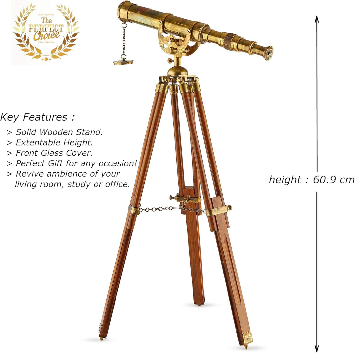 Handcrafted 27 inches Tall Nickel Plated Brass Nautical Telescope H54501