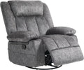 Gray Swivel Rocker Recliner Chair with Side Pockets and Metal Base H787