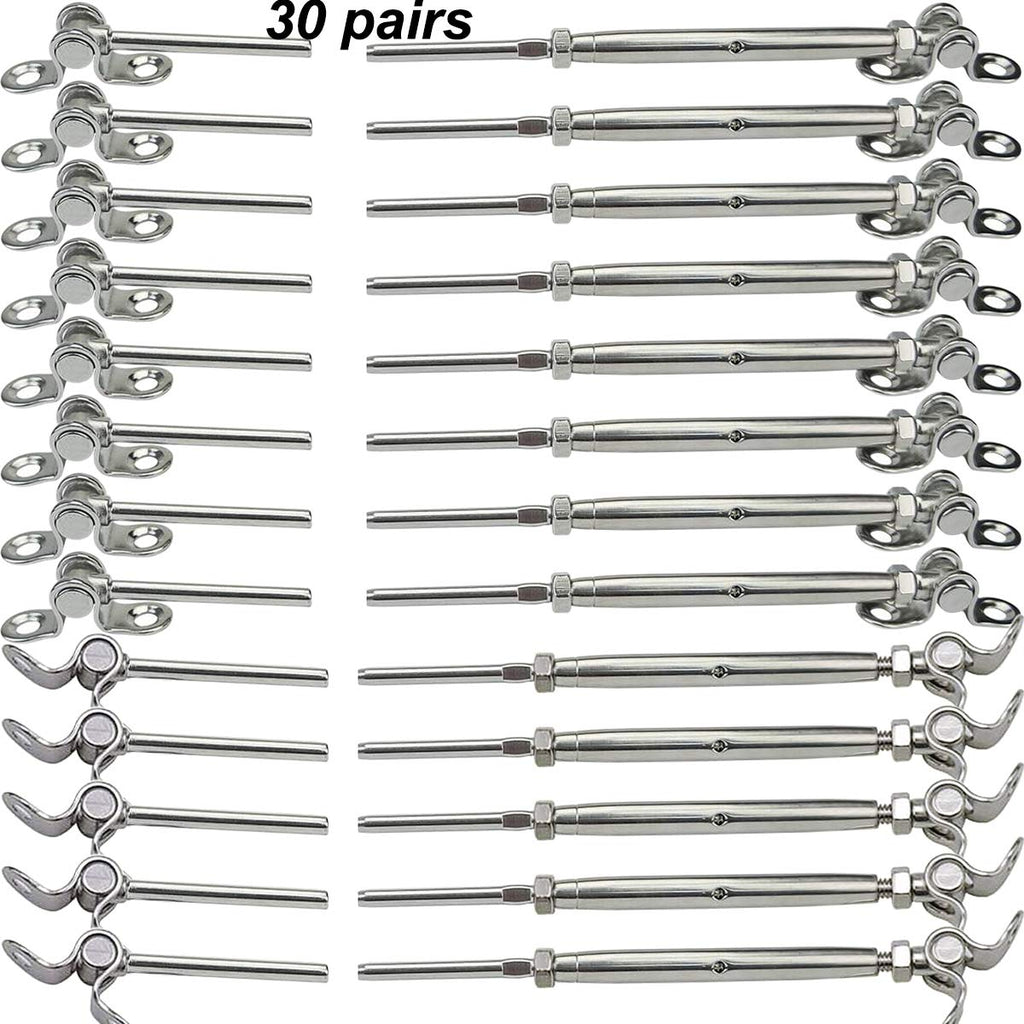 30 Pairs Stainless Steel Cable Railing Kit V818