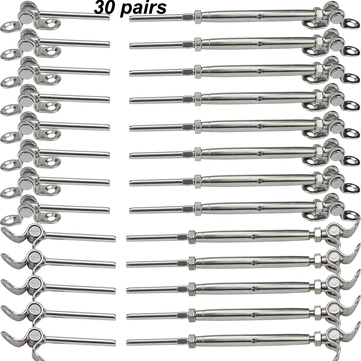 30 Pairs Stainless Steel Cable Railing Kit V818