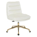 White Faux Leather Office Chair with Gold Base U745
