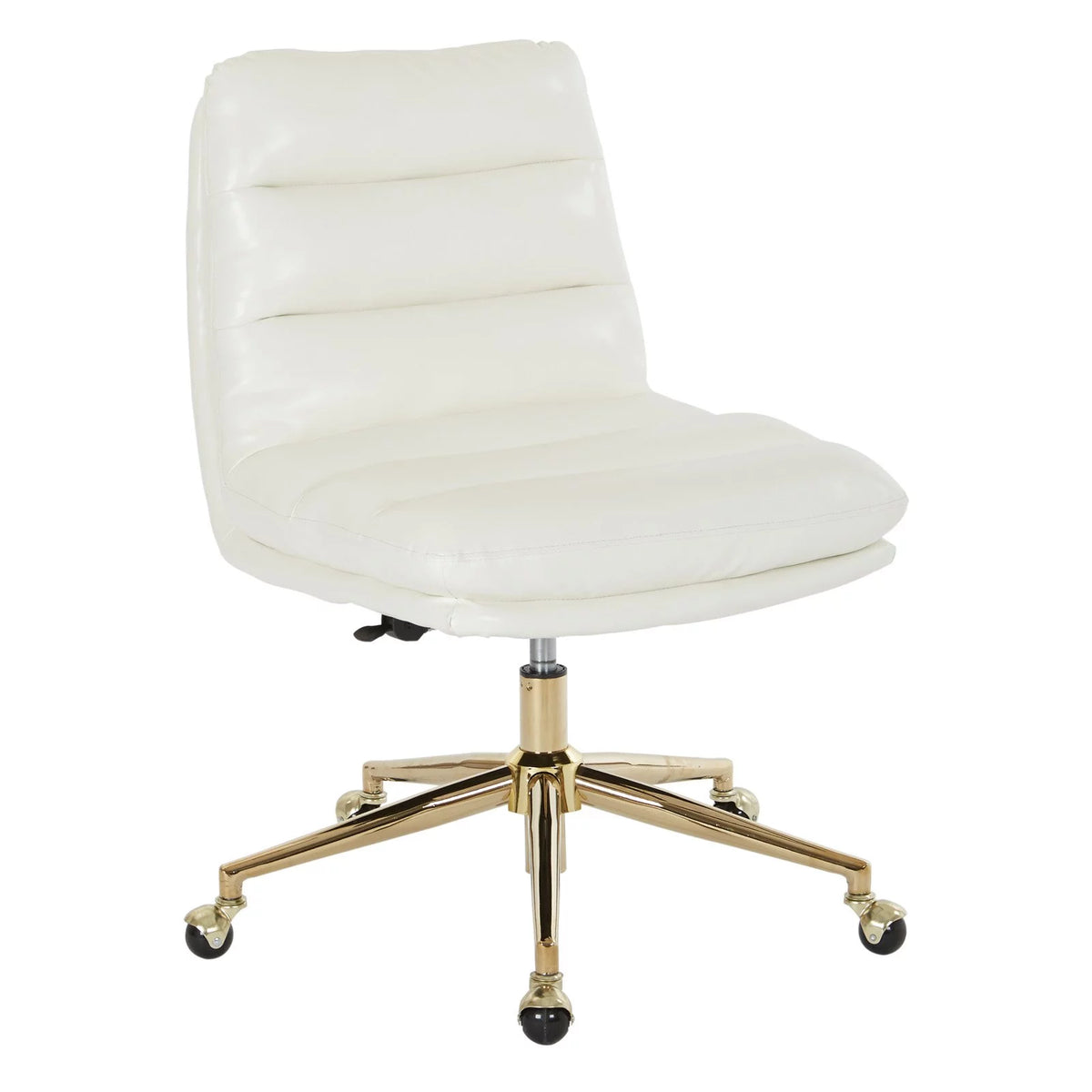 White Faux Leather Office Chair with Gold Base U745