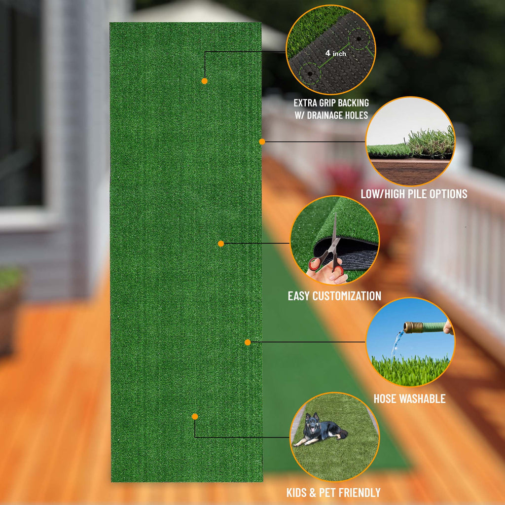 Waterproof 5'3" x 8'2" Green Artificial Grass Rug Y9287