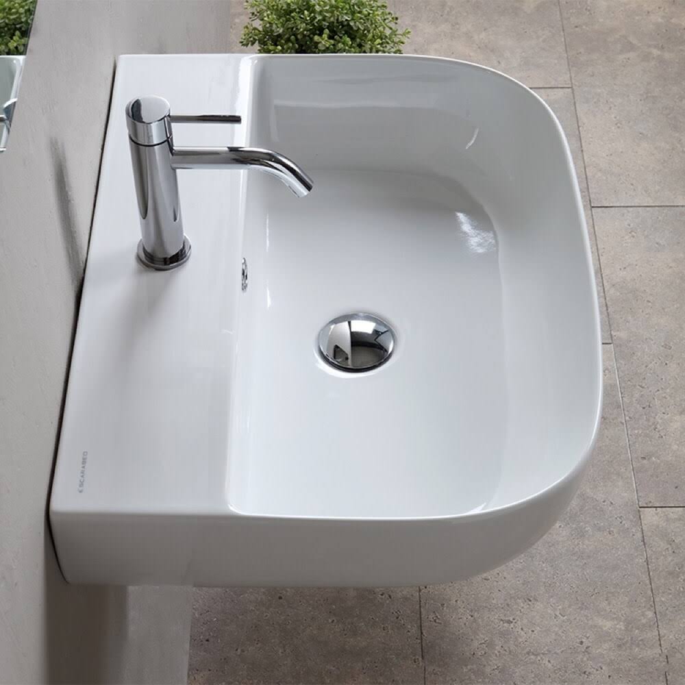 White Three Hole Bathroom Sink O40716