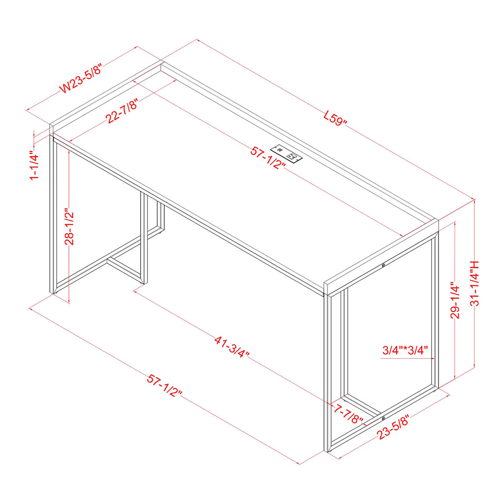 Contemporary Wood Big Desk with USB Plug E41055