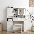 White Vanity Table with Lighted Mirror and Stool H96044