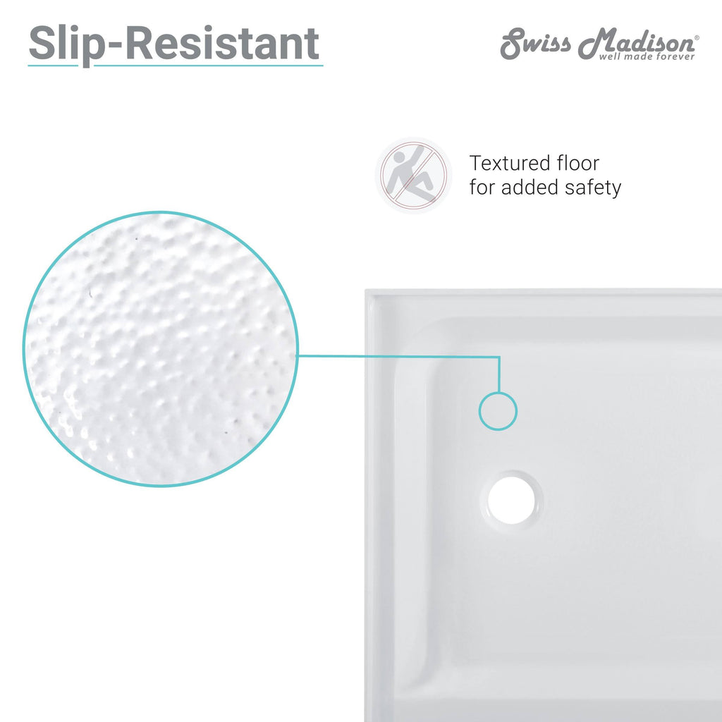 Single Threshold Shower Base Drain Location: Left B136