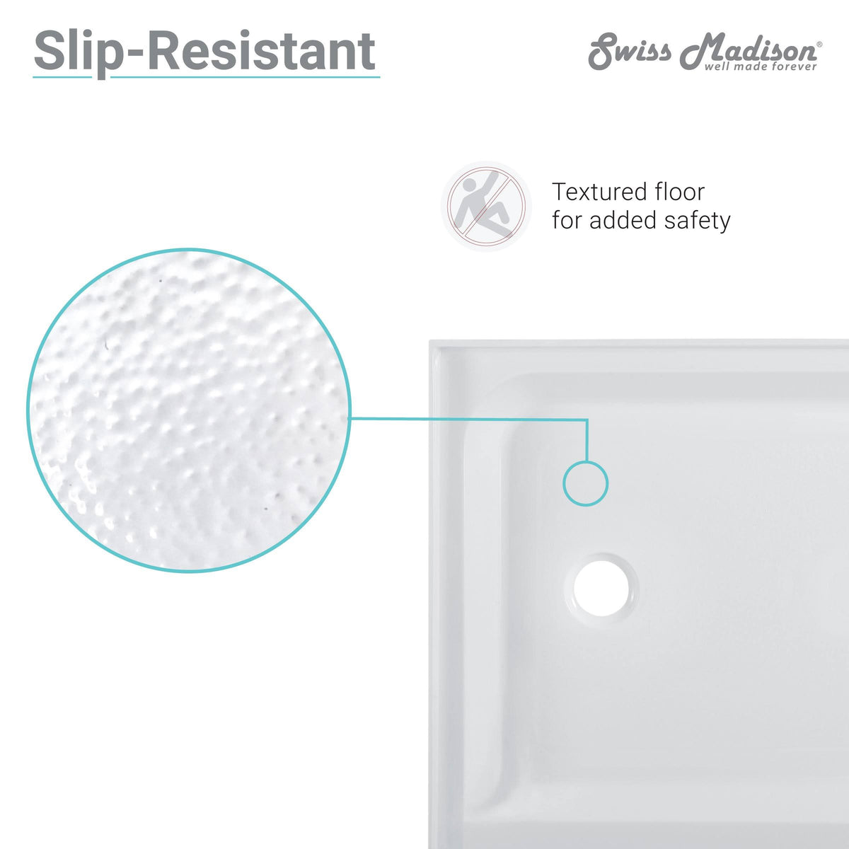 Single Threshold Shower Base Drain Location: Left B136
