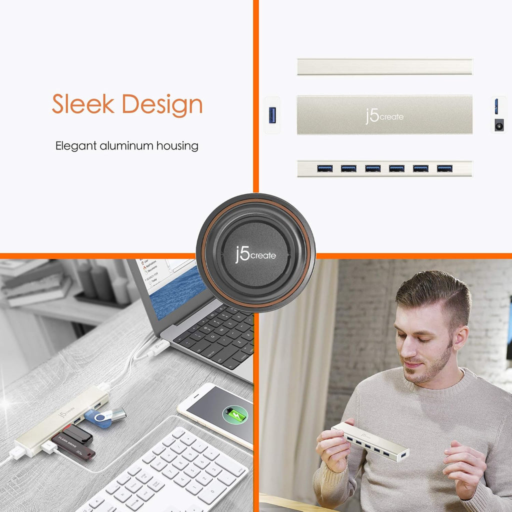 USB Type-C to 7-Port USB 3.0 Data Hub with 3 ft Extended Cable W98239