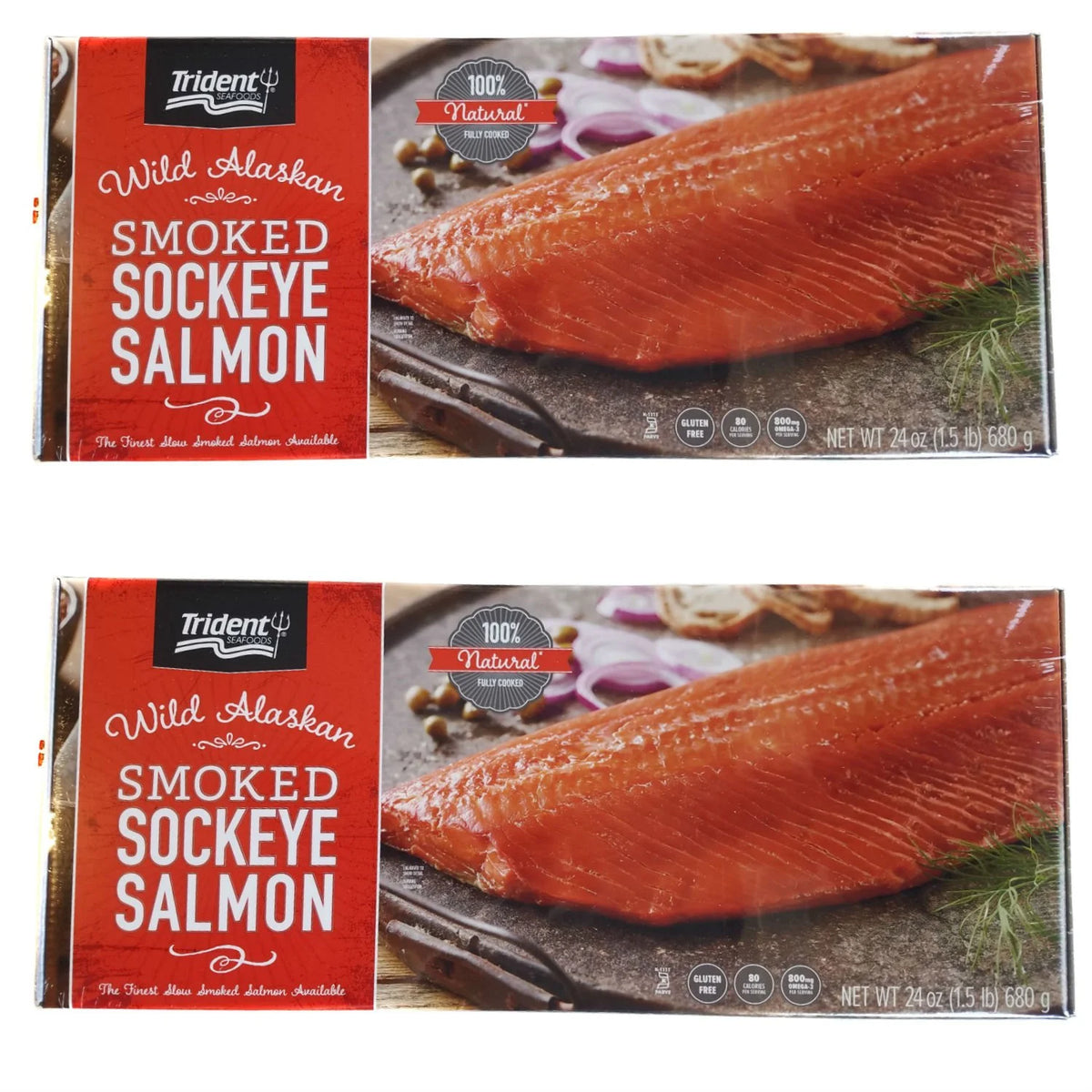 Smoked Sockeye Salmon, 24oz, 2 Pack (Total of 48 ounces) K4144