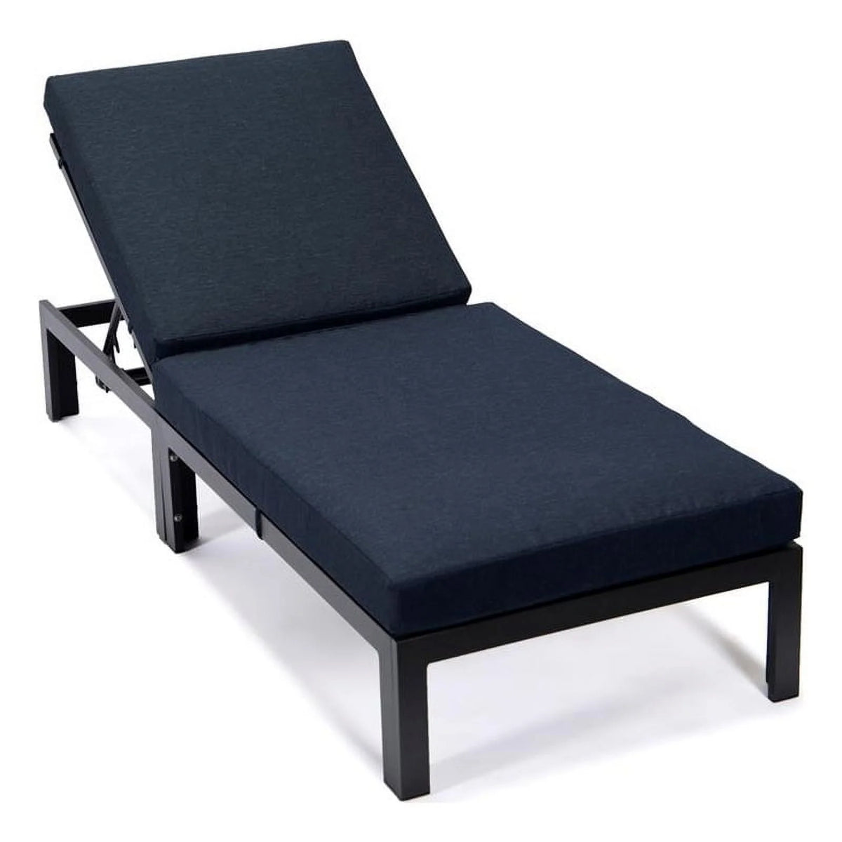 Aluminum Patio Chaise Lounge Chair with Black Cushions X15139