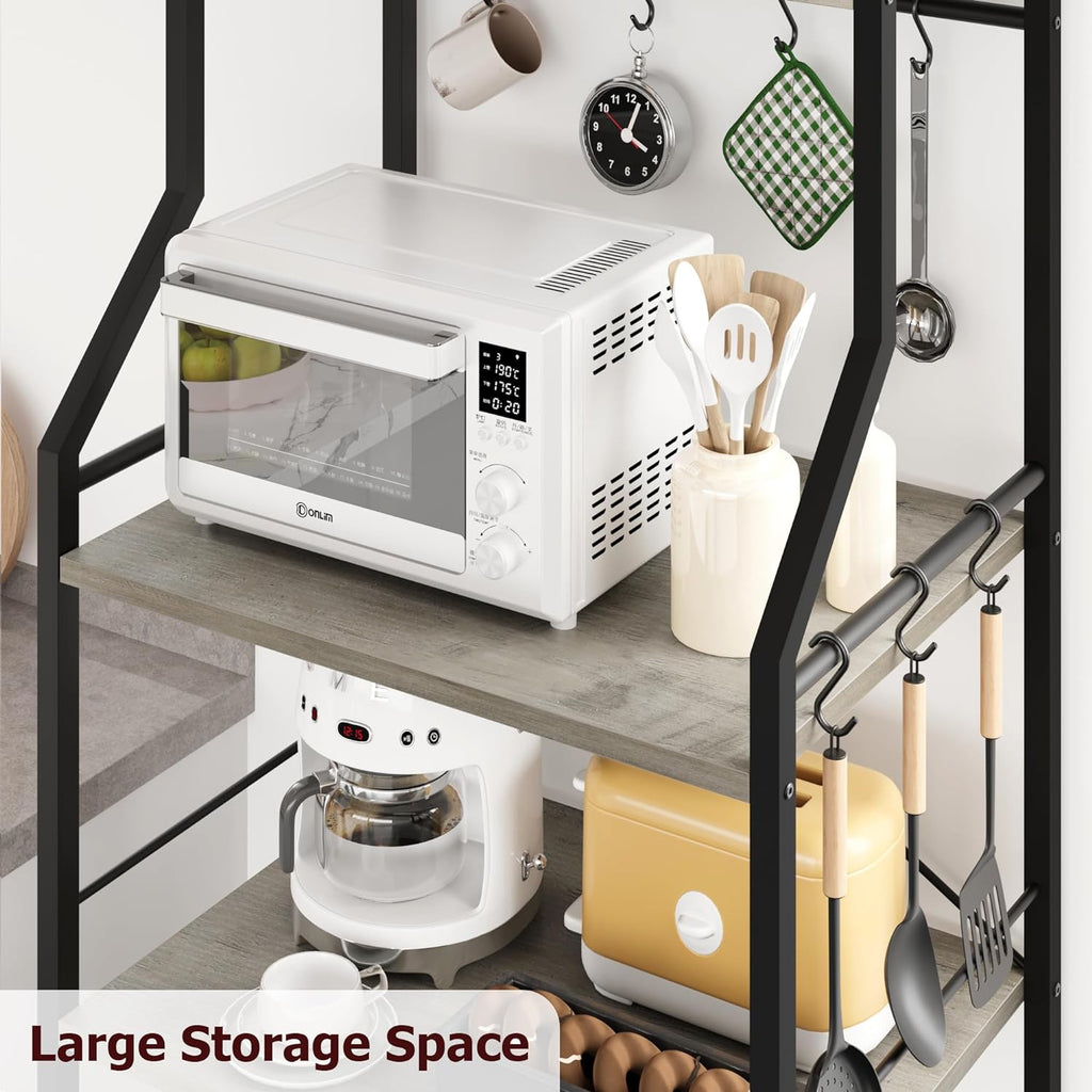 Rustic Gray 5-Tier Microwave Stand with Anti-Tip Kit B750