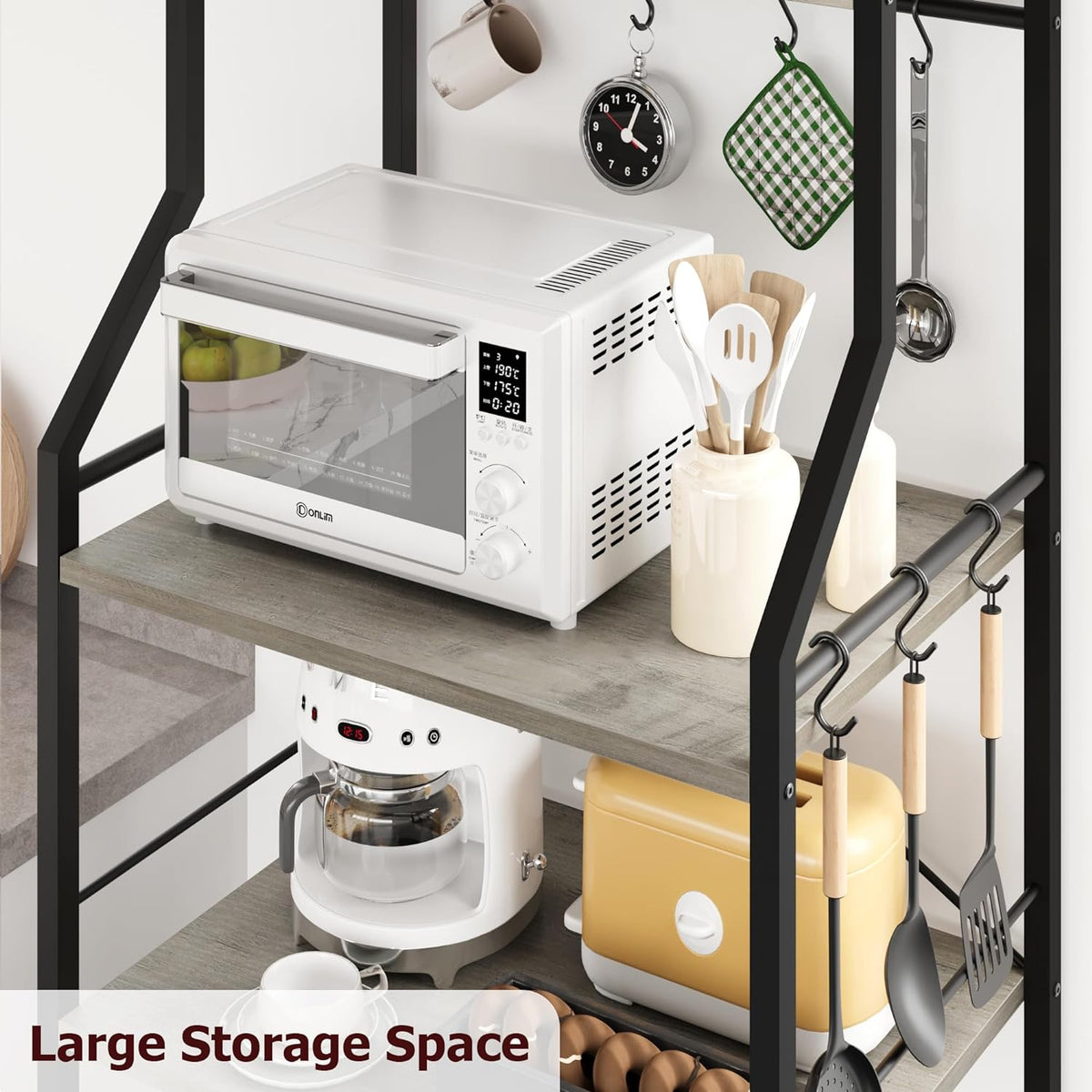 Rustic Gray 5-Tier Microwave Stand with Anti-Tip Kit B750