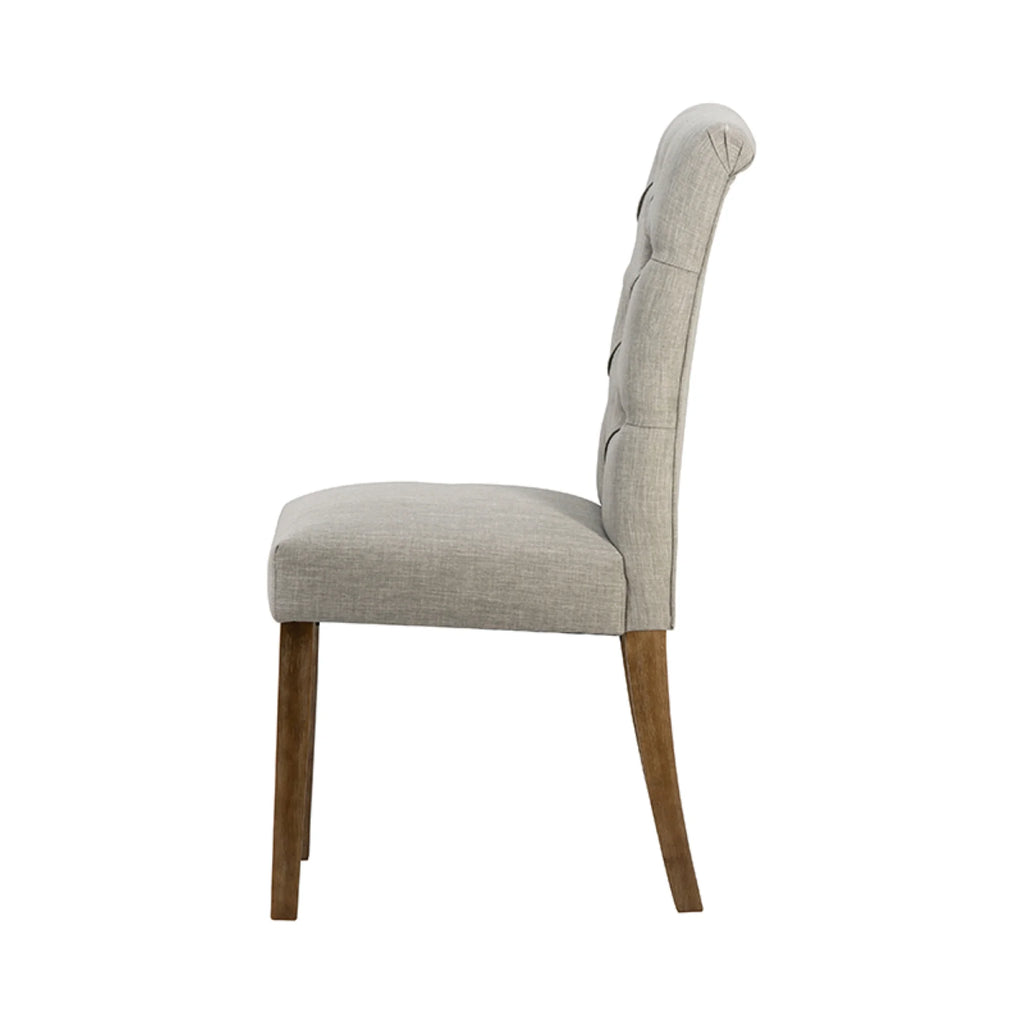 Gray Tufted Back Wooden Dining Chairs with Soft Cushion T144