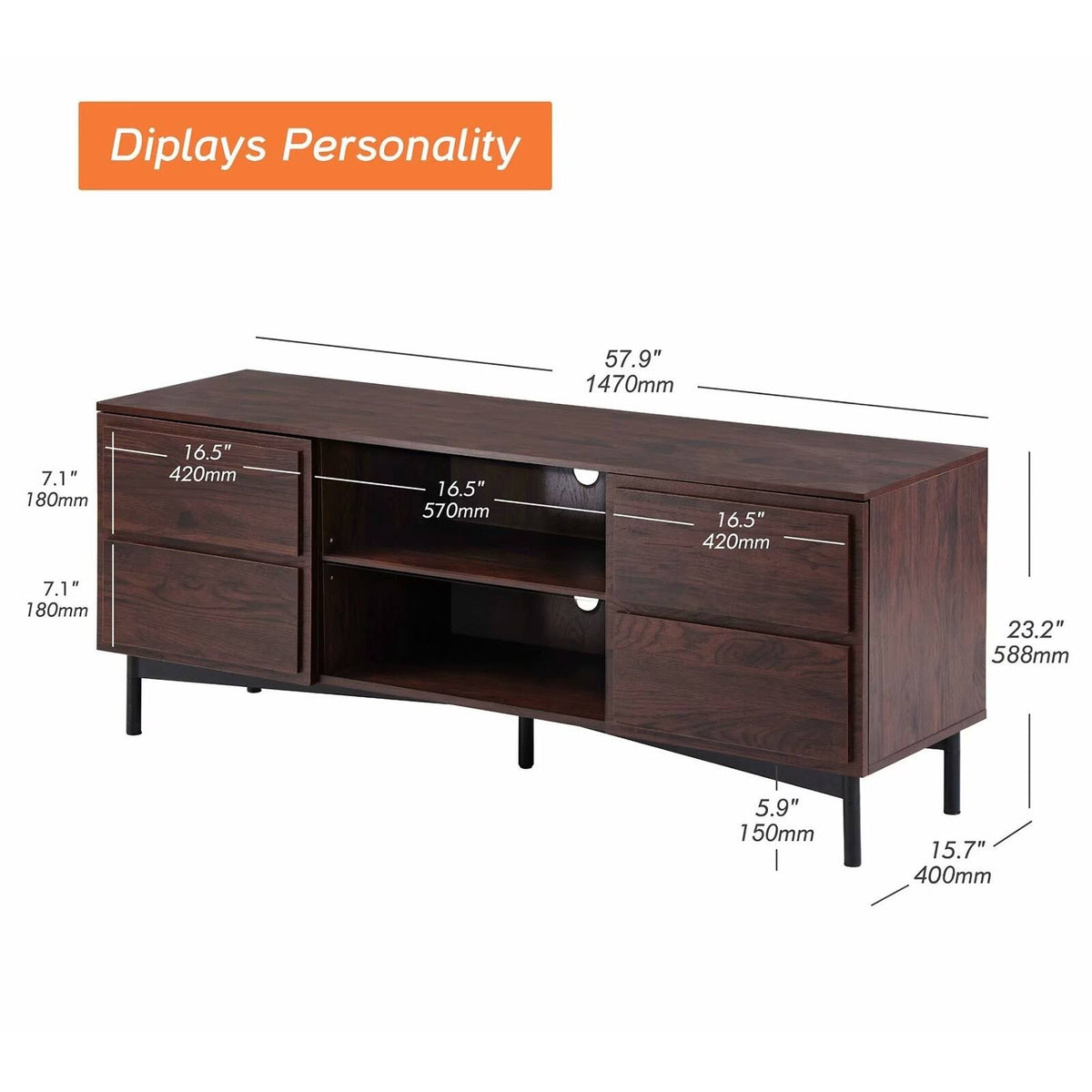 Walnut Media TV Stand T19642
