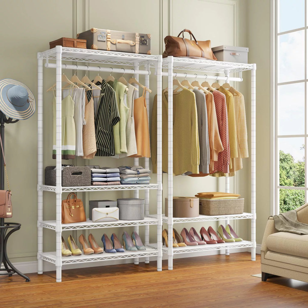 Heavy Duty 3 Tier Garment Rack with Adjustable Wire Shelving J3755