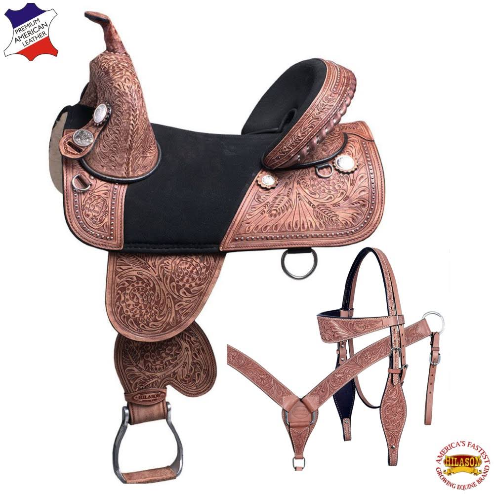16 in Treeless Western Leather Horse Saddle A7085