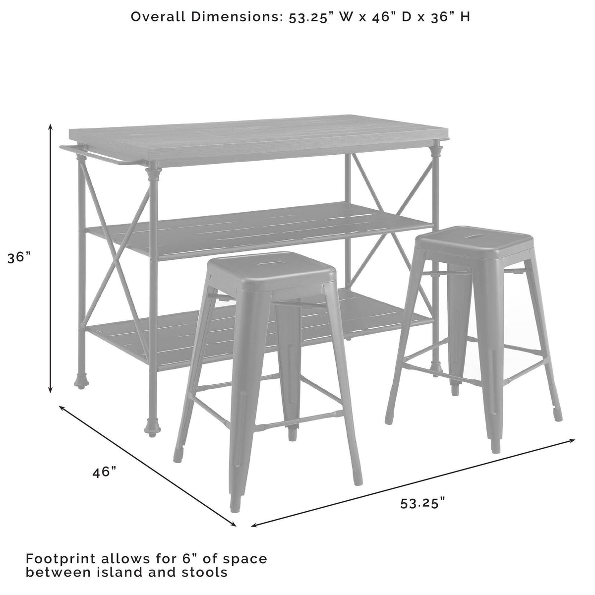3 Piece Kitchen Island 2 Stools Set Brown Black A3981