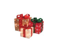 Set of 3 Lighted Gold Green and Cream Gift Boxes Christmas Yard Art Decorations V946459