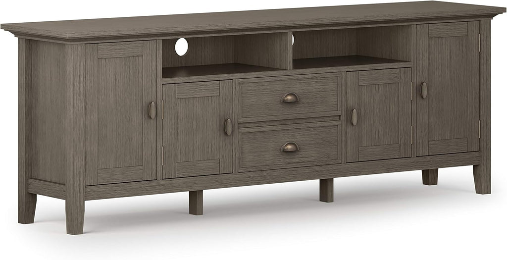 Black 72 inch Solid Wood TV Media Stand with Storage Shelves and Cabinets T315