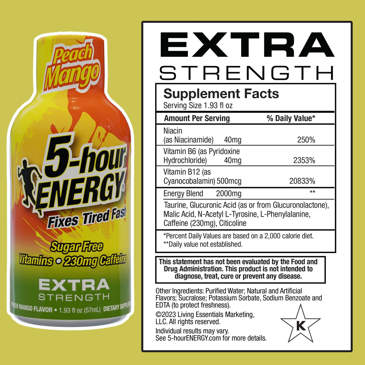 Extra Strength Peach Mango Energy Shot 15 Count I424095