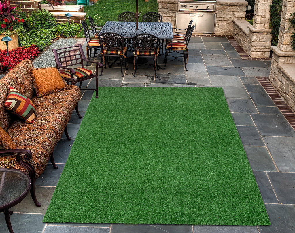 Waterproof 5'3" x 8'2" Green Artificial Grass Rug Y9287