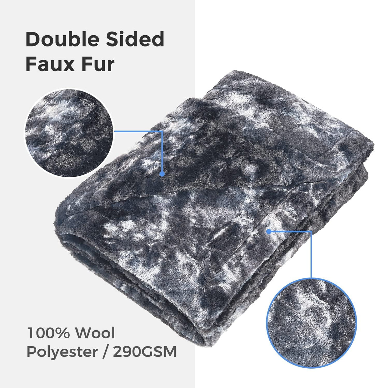 Oversized Soft Fuzzy Faux Fur Sherpa Throw Blanket 60''x80'' Gray J226578