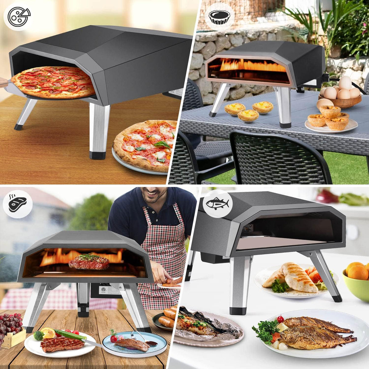 12 Portable Gas Pizza Oven with Pizza Stone and Pizza Cutter L3677